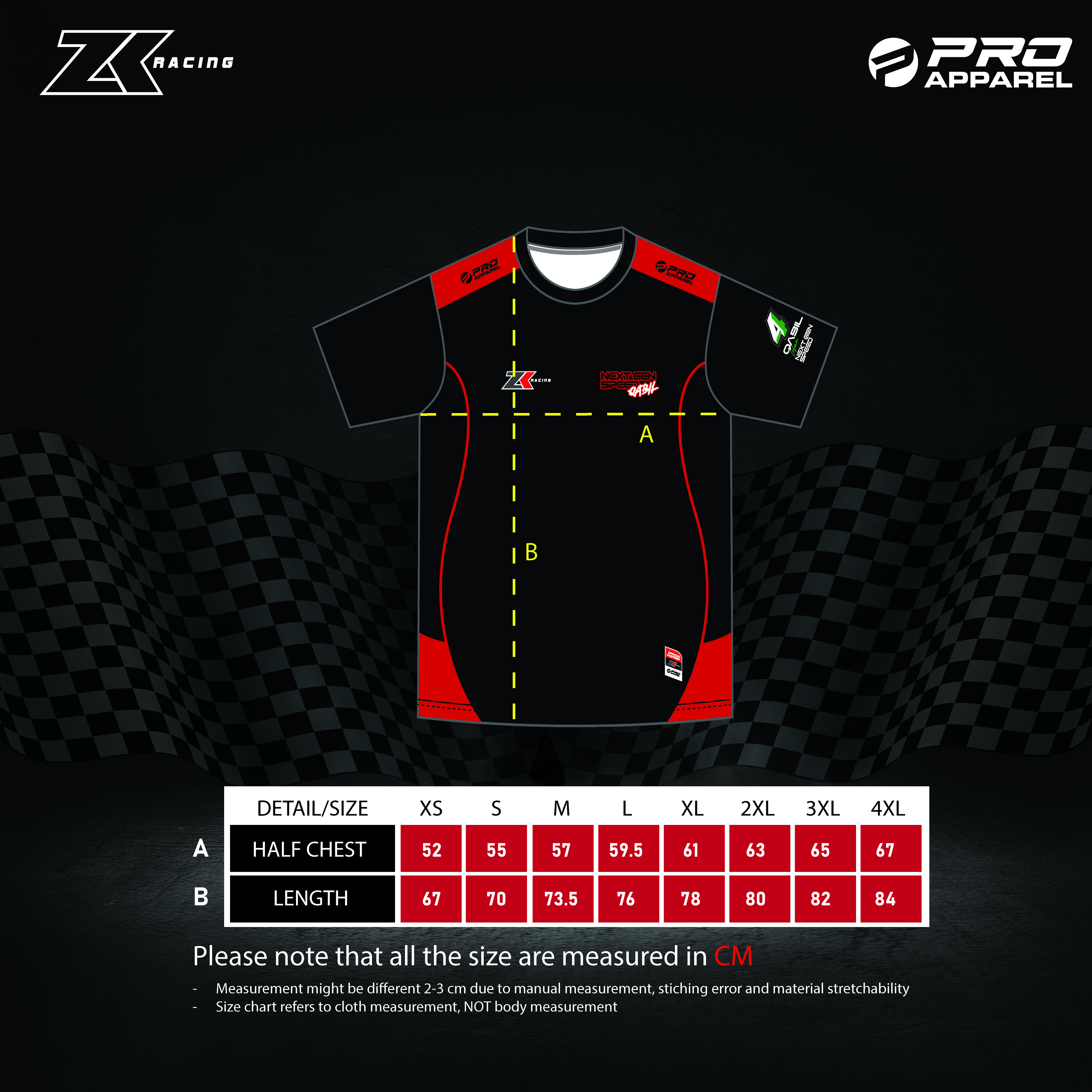 ZK Racing Adults Size Guide